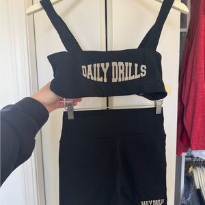 Black Daily Drills Sports Bra and shorts Set